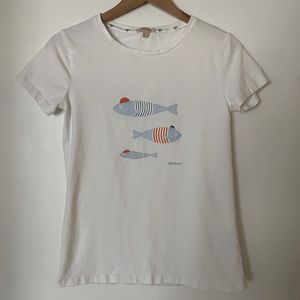 Barbour White Hipster Fish in Sweaters Graphic T-Shirt